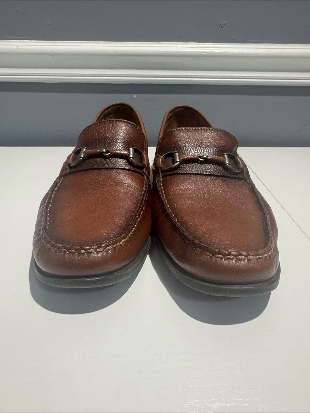 johnnie-O Brown Leather Bit Loafers
